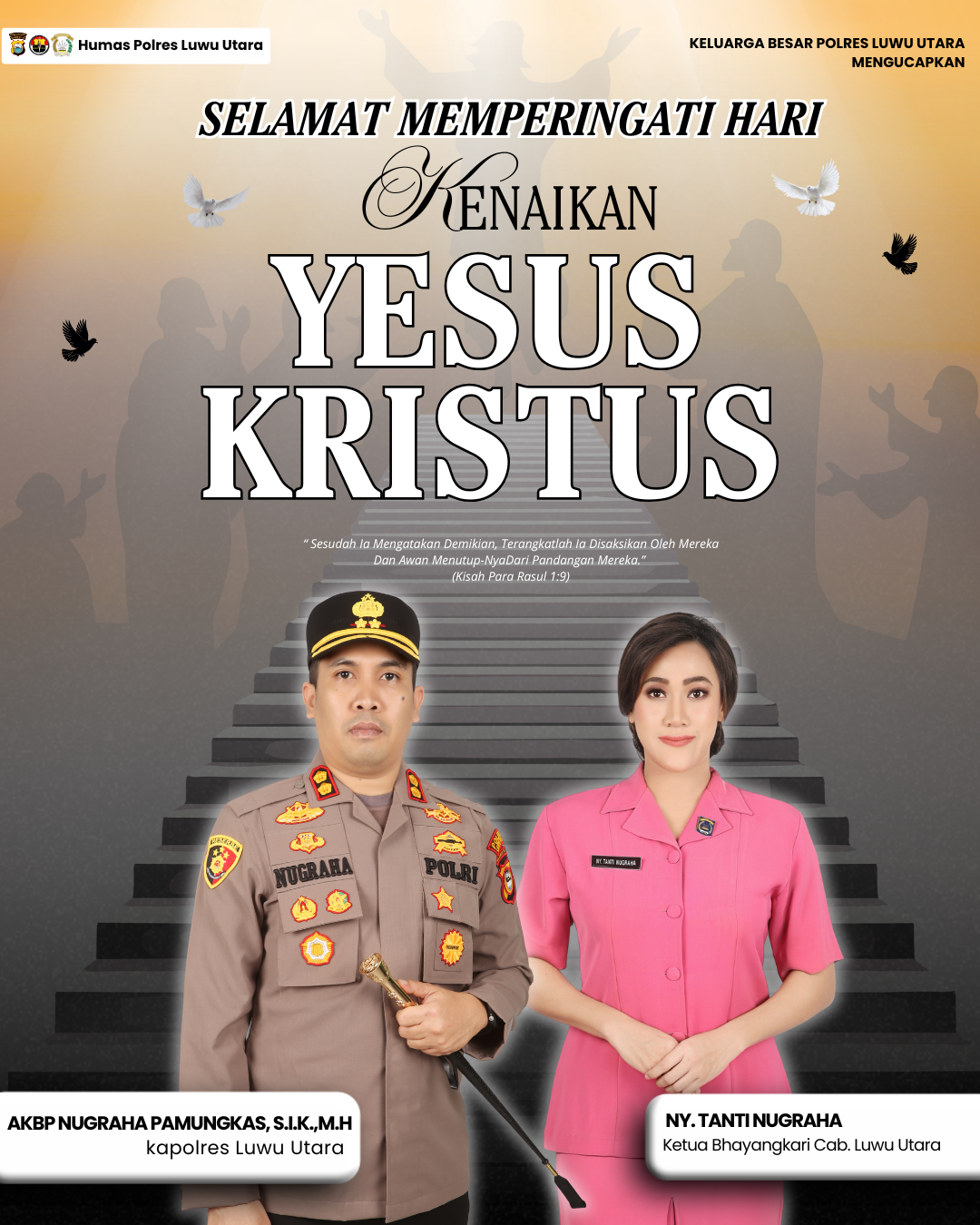 Coklat Krem Ilustrasi Perayaan Kenaikan Yesus Kristus Instagram Post